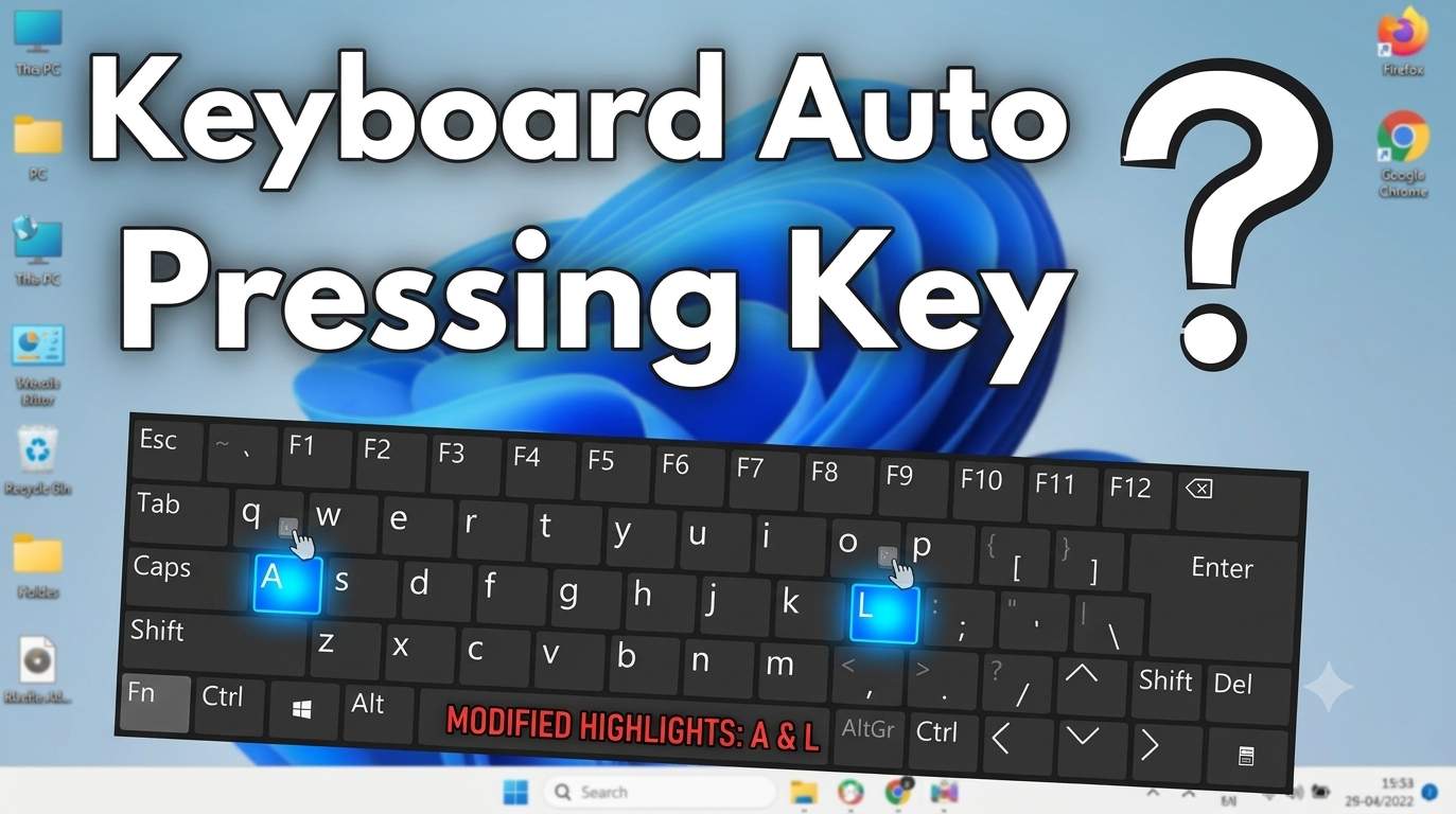 Laptop keyboard typing random letters by itself on a Windows 11 screen