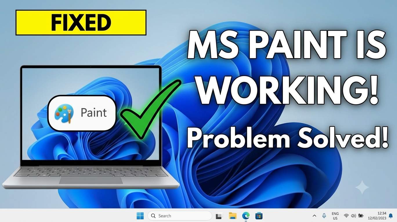 Microsoft Paint app not working on a Windows 11 laptop, with the Paint window frozen and the Settings Repair and Reset options for the app open beside it