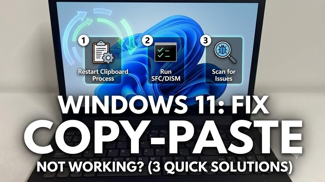 Windows 11 laptop with Ctrl+C and Ctrl+V shortcut keys highlighted and the clipboard history panel open
